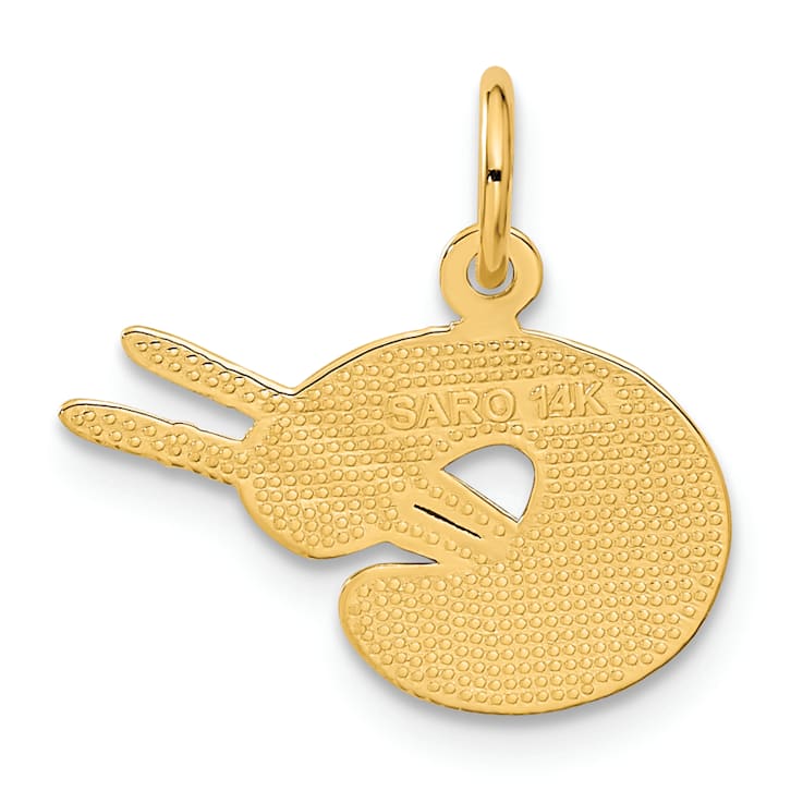 14k Yellow Gold Textured and Diamond-Cut Artist Palette Pendant
