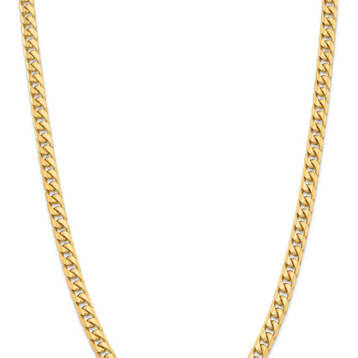 14k Yellow Gold 6.75mm Solid Miami Cuban 24 Inch Chain