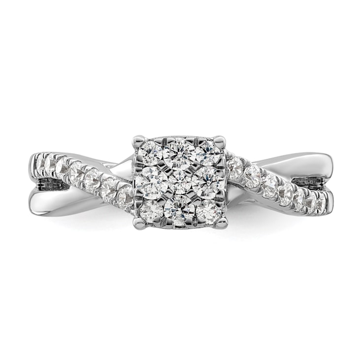 Rhodium Over 14K White Gold Lab Grown Diamond VS/SI GH, Cluster Ring 0.511ctw