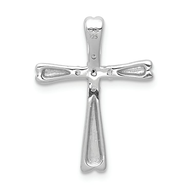 Rhodium Over 14K White Gold 1/6ct. 5-Stone Diamond Cross Chain Slide
