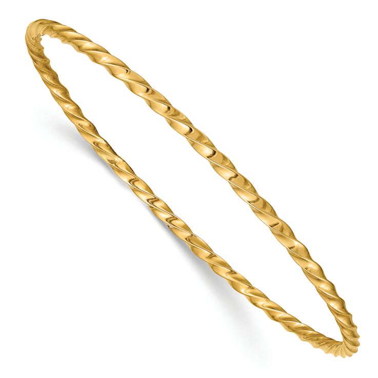14k Yellow Gold 2.5mm Twisted Slip-on Bangle
