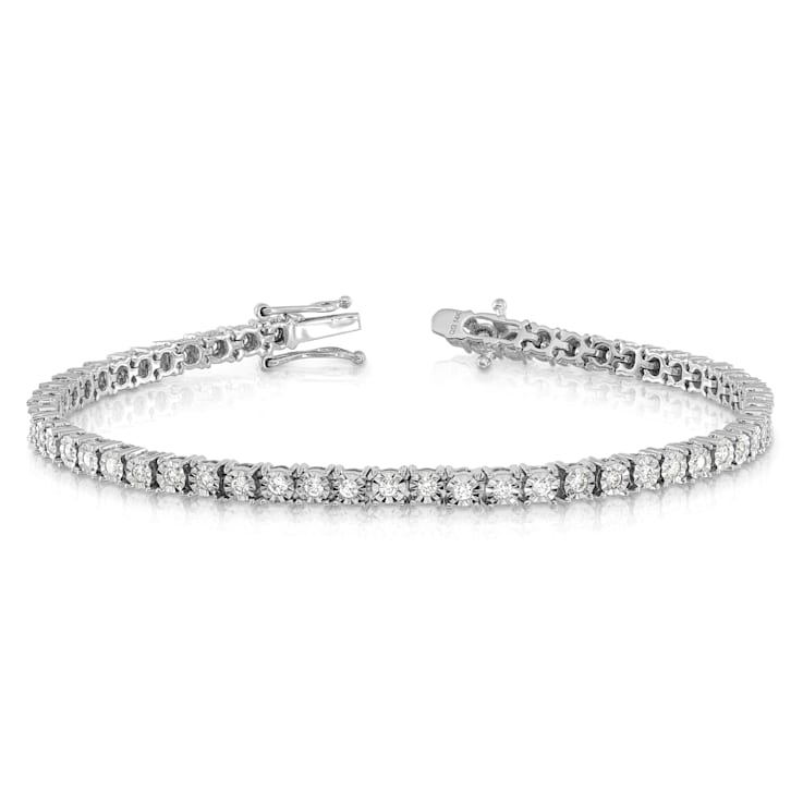 14K White Gold Lab Grown Diamond Illusion Setting Bracelet
