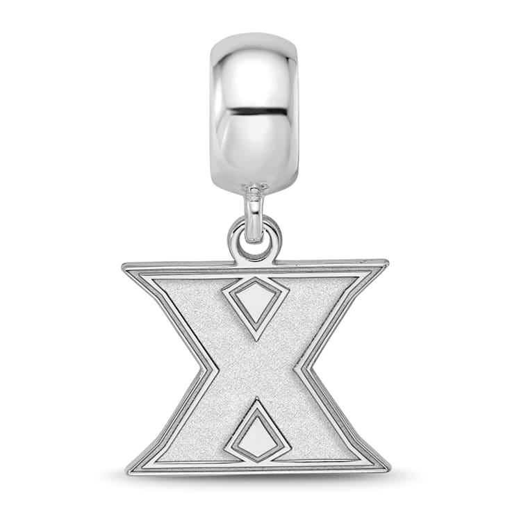 Sterling Silver Rhodium-plated LogoArt Xavier University Small Dangle Bead