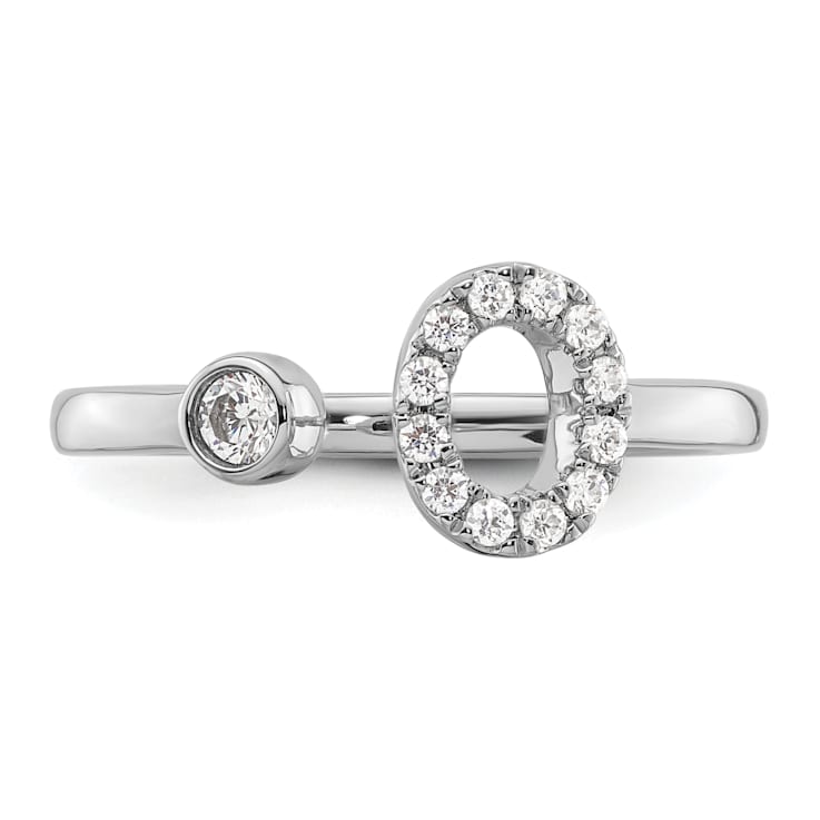 Rhodium Over 14K White Gold Lab Grown Diamond VS/SI GH, Initial O
Adjustable Ring