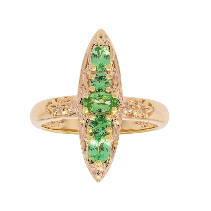 Mint Tsavorite Open Design Ring In 18K Gold Over Sterling Silver 0.77ctw
