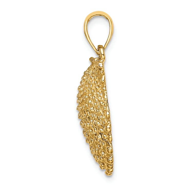 10K Yellow Gold 2D Beaded Textured Scallop Shell Charm