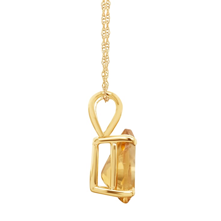 8x5mm Pear Shape Citrine 14k Yellow Gold Pendant With Chain