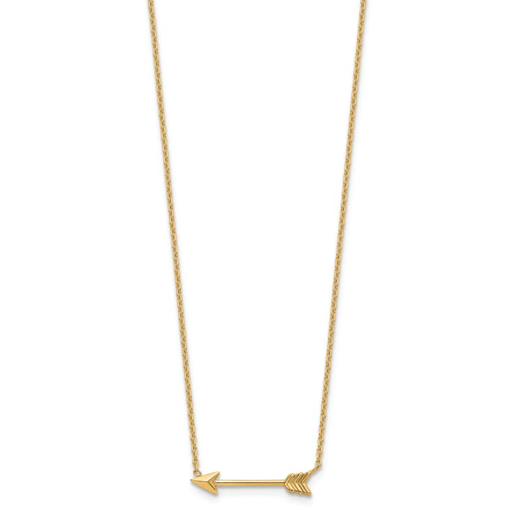 14K Yellow Gold Polished Arrow 17-inch Necklace
