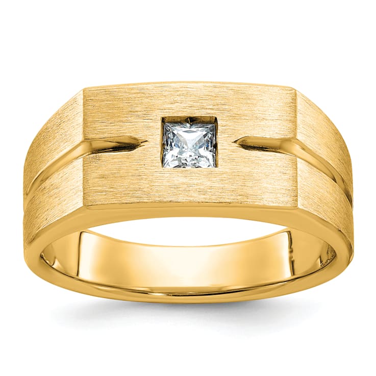 10K Yellow Gold Men's Polished and Satin Diamond Ring 0.25ct