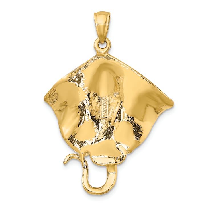 14k Yellow Gold Polished and Textured Stingray Charm