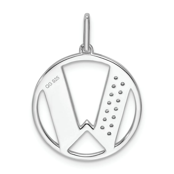 14K White Gold Gatsby Diamond Initial W Charm
