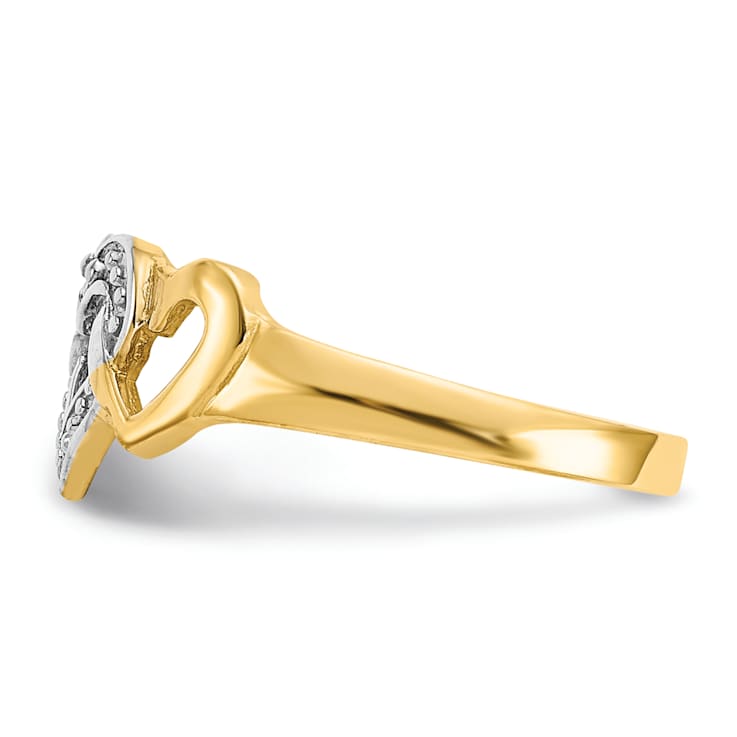 14K Yellow Gold Diamond Heart Toe Ring