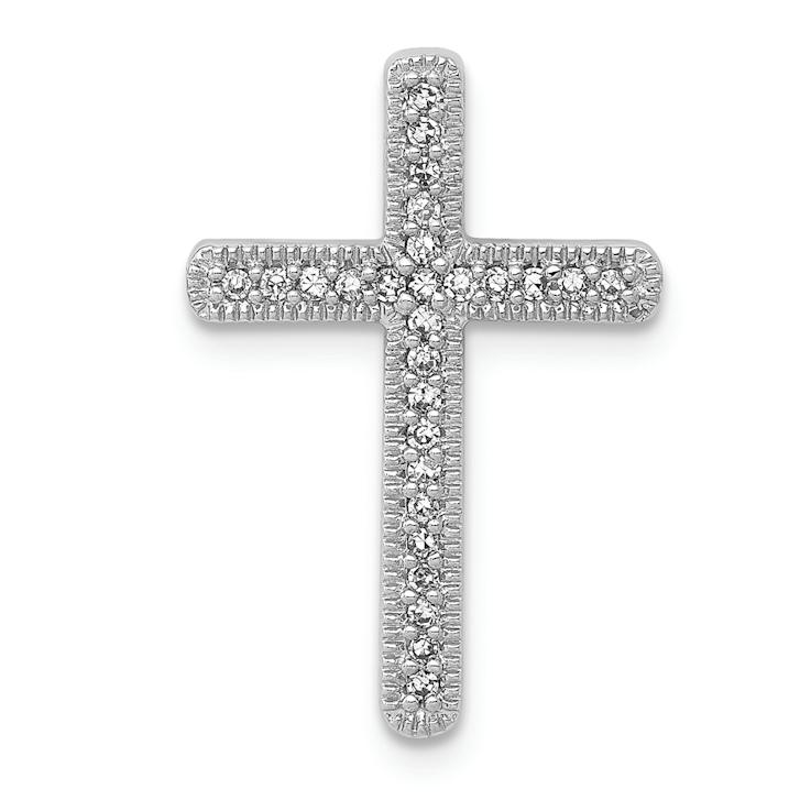 Rhodium Over 14k White Gold Diamond Cross Chain Slide Pendant