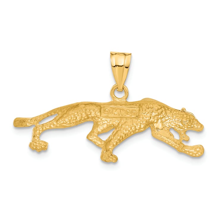 14k Yellow Gold Satin and Diamond-Cut Panther Pendant