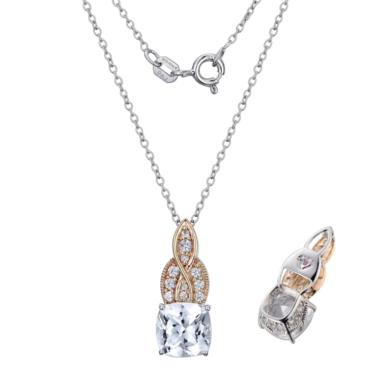 White Lab Created Sapphire Sterling Silver Pendant With Chain
