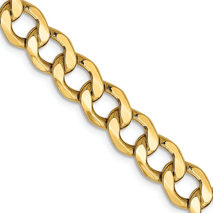 14k Yellow Gold 7mm Curb Link 22 Inch Chain