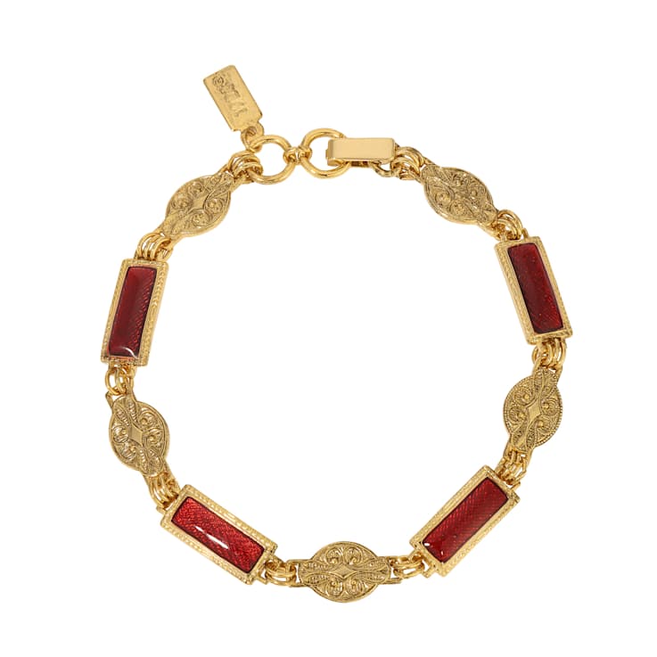 Gold Tone Enamel Link Bracelet