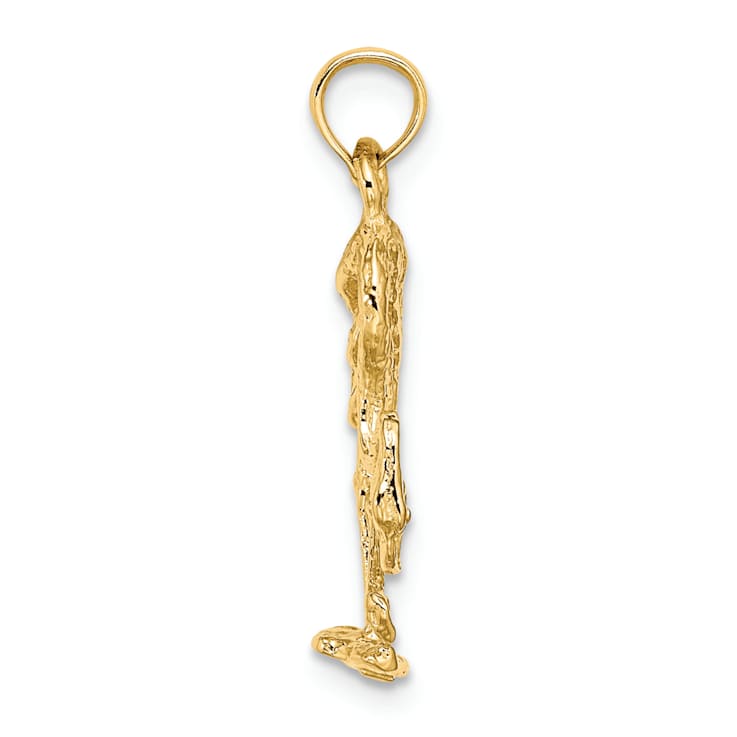 10K Yellow Gold 3D Textured Flamingo Charm