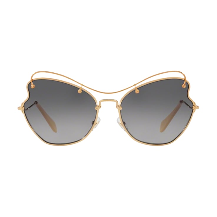 Miu Miu Gold Frame / Light Gray Lenses Sunglasses