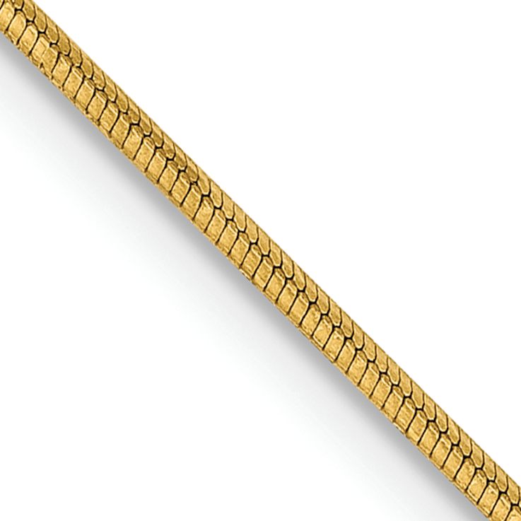 14k Yellow Gold 0.8mm Solid Diamond-Cut Octagonal Snake 16 Inch Chain