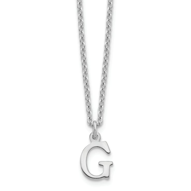 Rhodium Over Sterling Silver Cutout Letter G  Initial Necklace