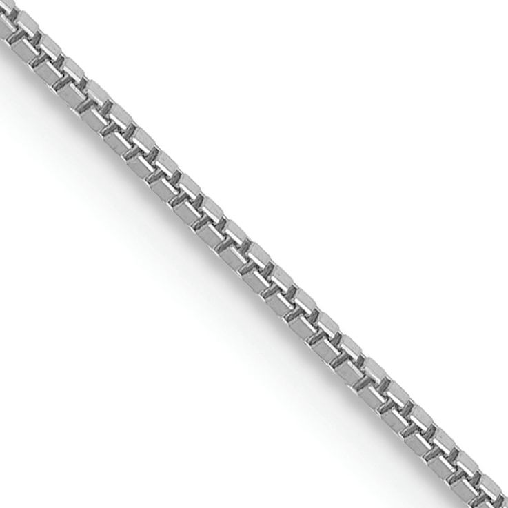 Rhodium Over 14k White Gold 0.7mm Solid Box 28 Inch Chain