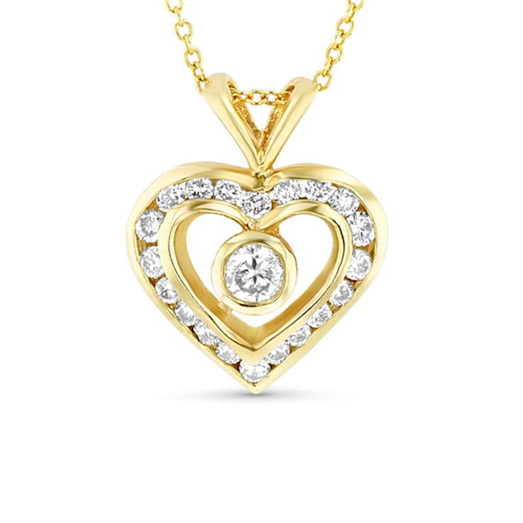 0.60ctw Diamond Heart Pendant with chain in 14k Yellow Gold