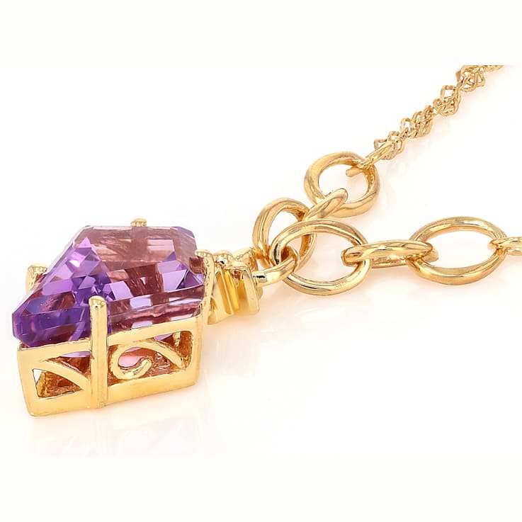 Amethyst Kite Pendant Necklace In 18K Gold Over Sterling Silver 2.65ct