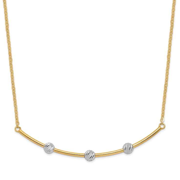 14K Two-tone Diamond-cut Bar Necklace