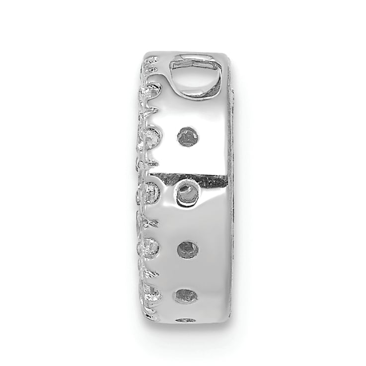 Rhodium Over 14K White Gold Diamond Letter O Initial Charm