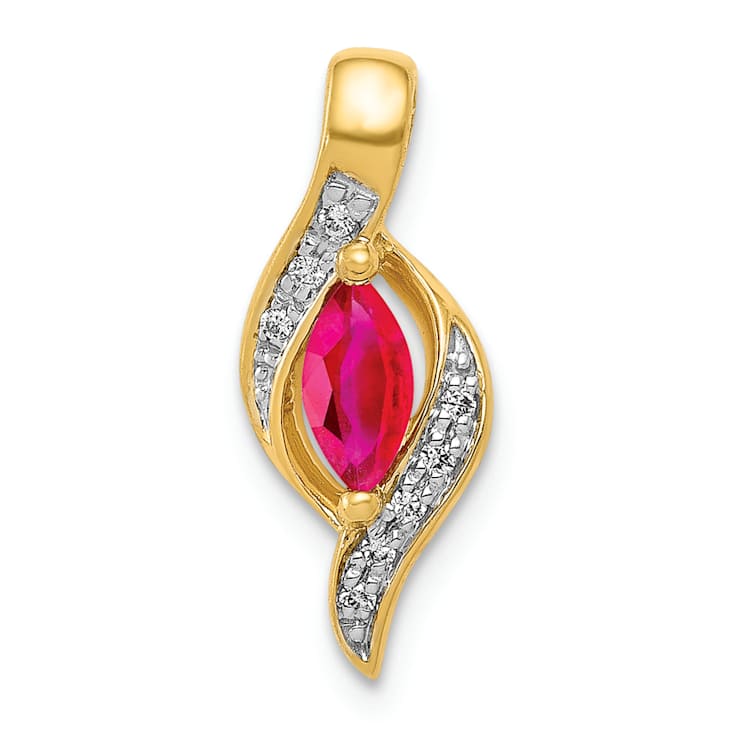 10k Yellow Gold and Rhodium Over 10k Yellow Gold Diamond and 0.25 cttw
Marquise Ruby Pendant