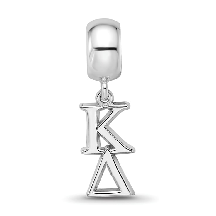 Rhodium Over Sterling Silver LogoArt Kappa Delta Vertical Letters on Bead