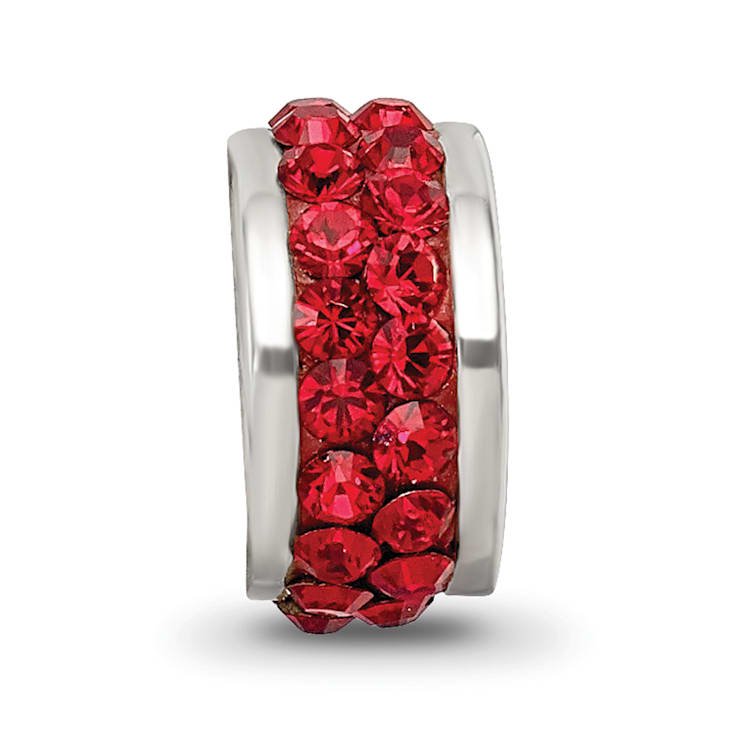 Sterling Silver Reflections Scarlet Double Row Preciosa Crystal Bead