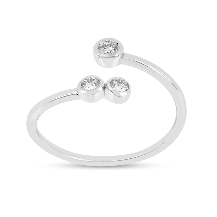 Lab Grown Diamond Bypass Rhodium over Sterling Silver Open Ring