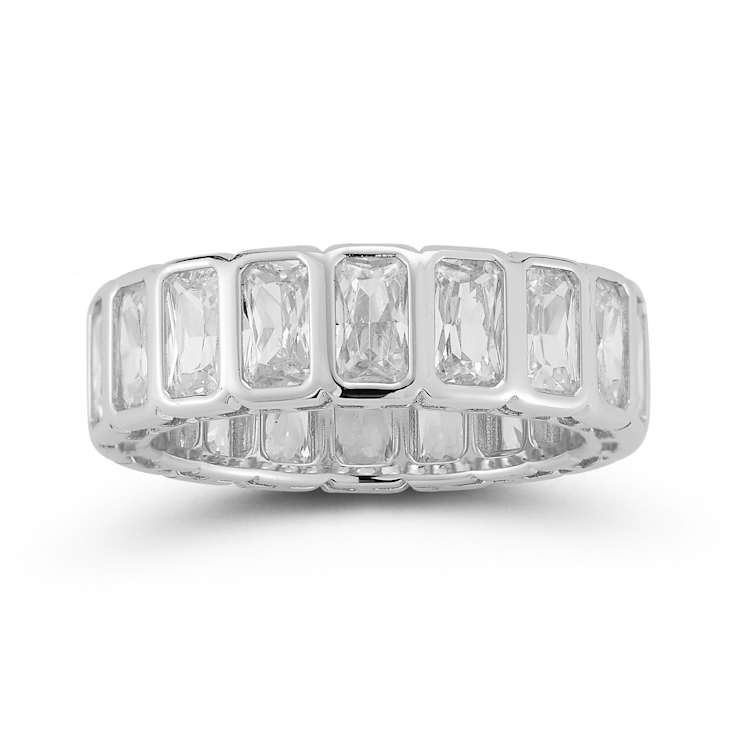 Rachel Zoe Radiant-Cut CZ Bezel Set Eternity Band Ring in Rhodium Over
Sterling Silver
