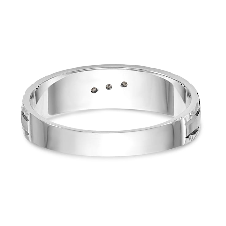 Rhodium Over 14K White Gold AA Quality Trio Mens Wedding Band