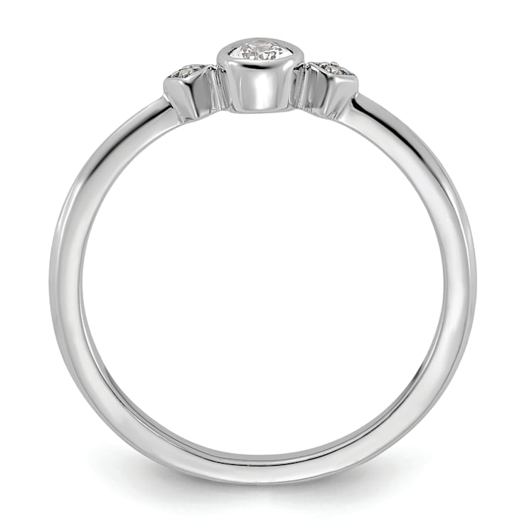 Rhodium Over 14K Gold Petite Pear Diamond Ring 0.13ctw