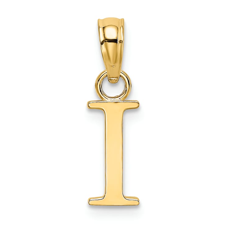 14k Yellow Gold Polished Block Letter I Initial Pendant