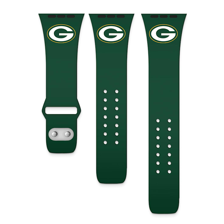 Gametime Green Bay Packers Green Silicone Apple Watch Band(38/40mm M/L). Watch Not included.