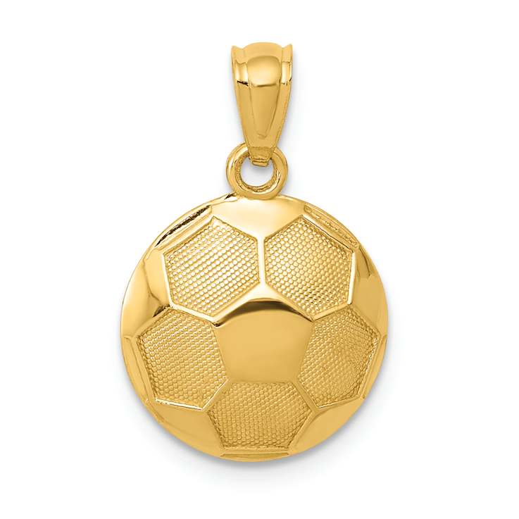14k Yellow Gold Textured Soccer Ball Pendant