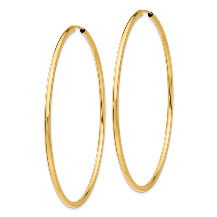 14k Yellow Gold Polished 2 3/8" Round Endless Hoop Earrings