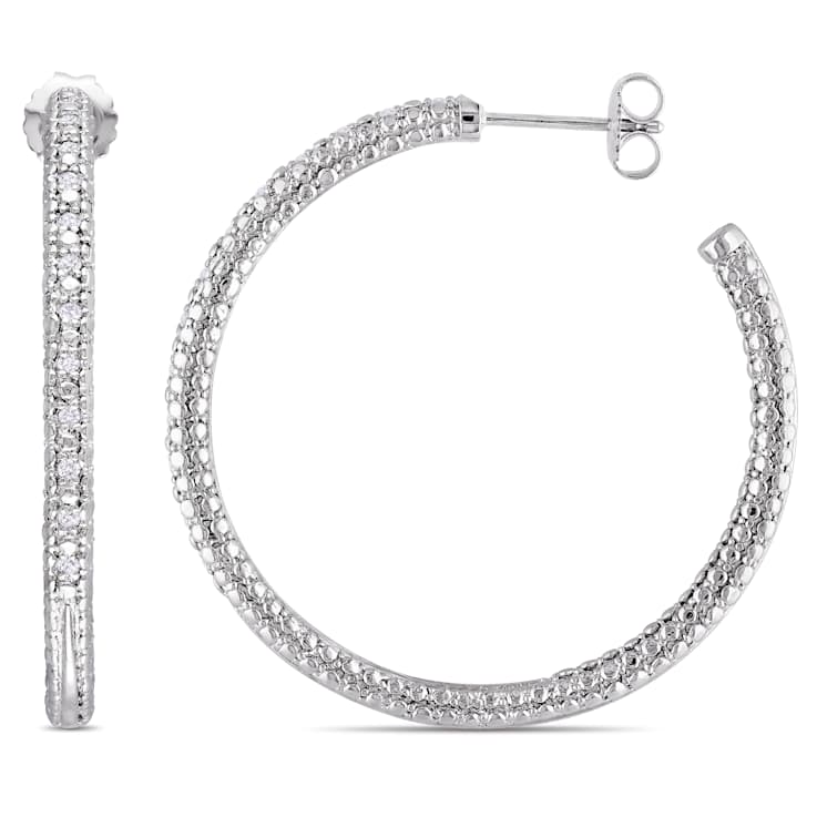 0.25ctw Diamond Hoop Earrings in Sterling Silver