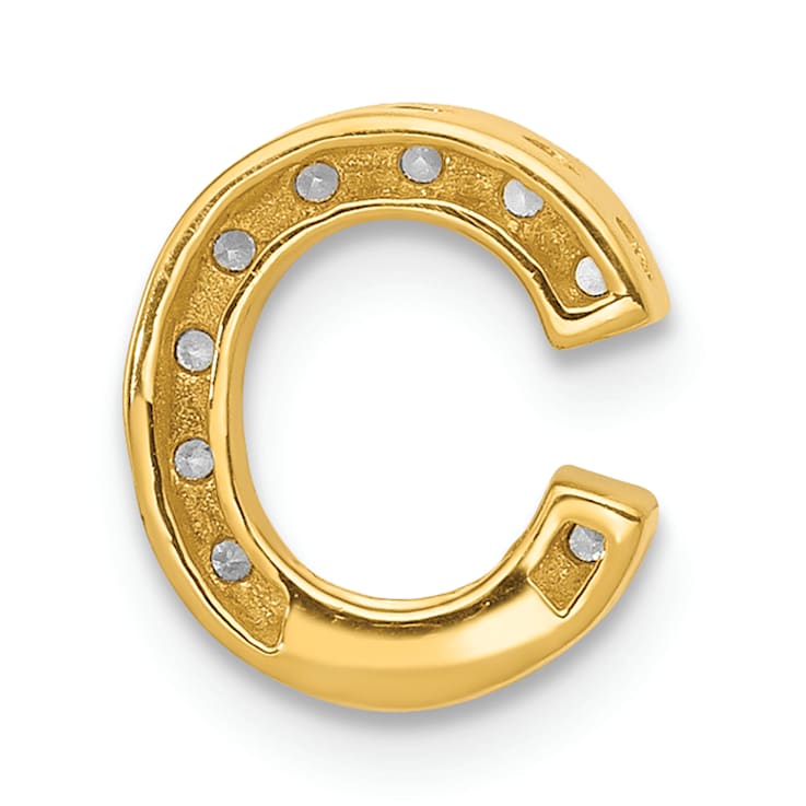 14K Yellow Gold Diamond Letter C Initial Charm