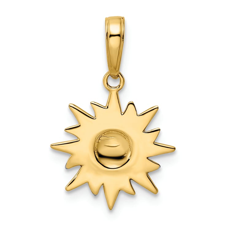 14k Two-tone Gold Diamond-Cut Sun Pendant