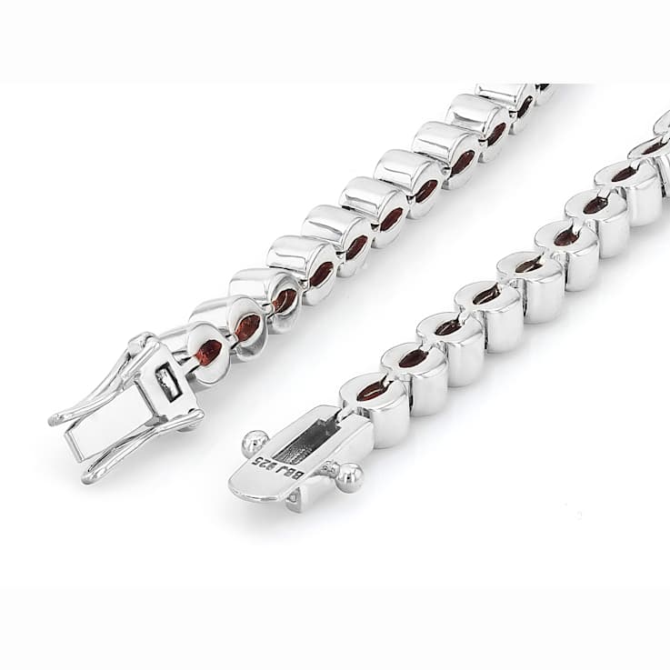 Red Garnet Oval Tennis Bracelet In Sterling Silver