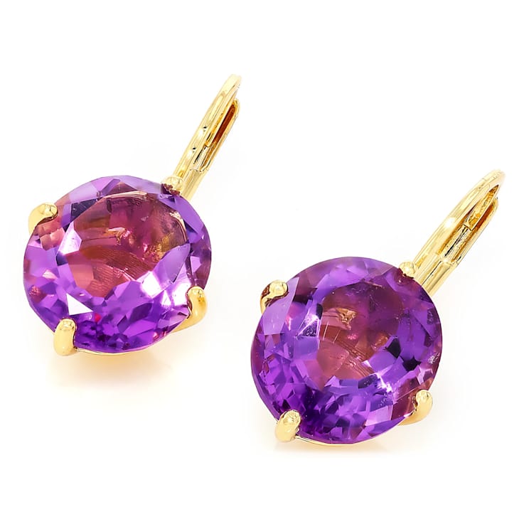 Amethyst Solitaire Drop Earrings