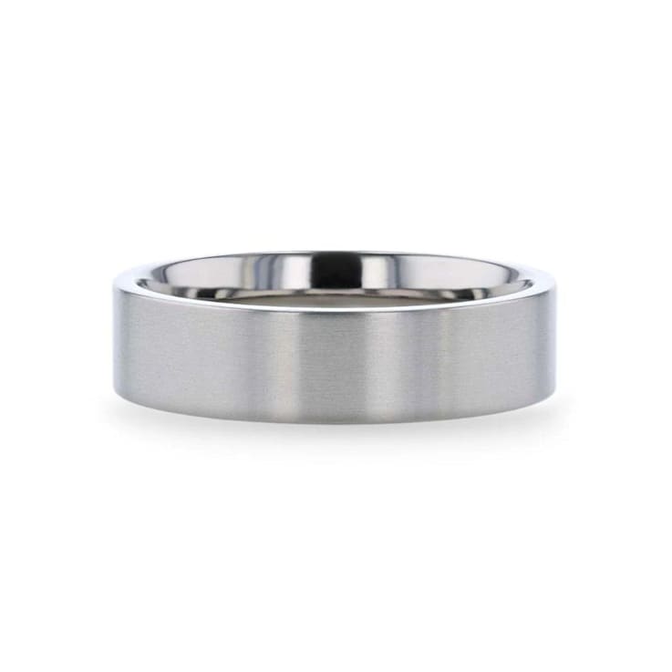 SOLAR Flat Profile Brushed Finish Men’s Titanium Wedding Band 6mm
