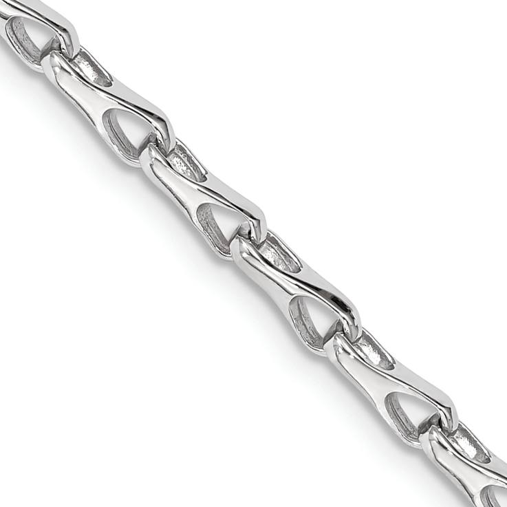 Rhodium Over 14k White Gold Hand-polished 3.5mm Fancy Link Bracelet