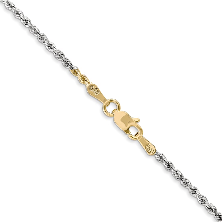 14k Tri-color Gold 1.75mm Solid Diamond-Cut Rope 16 Inch Chain