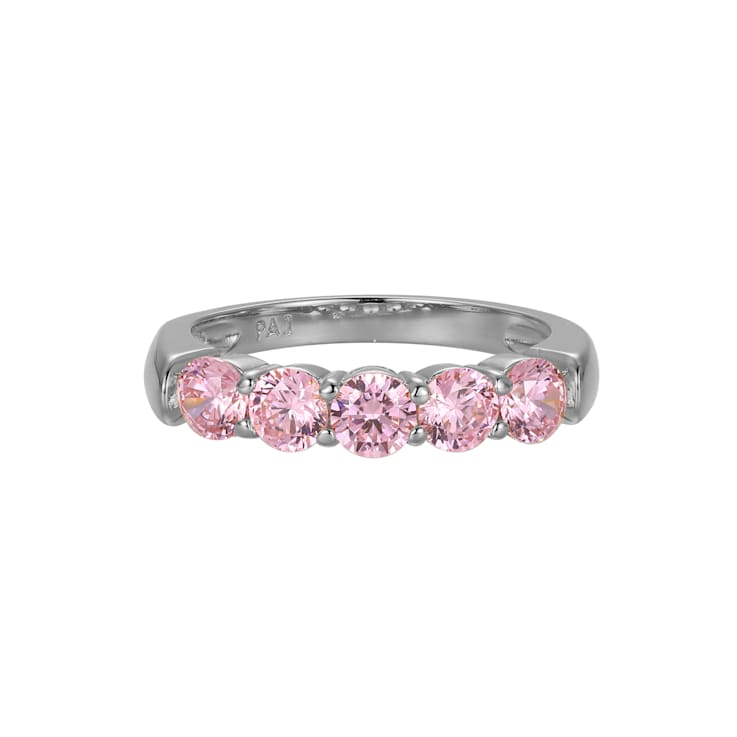 Pink Cubic Zirconia Platinum Over Sterling Silver Ring 2.16ctw